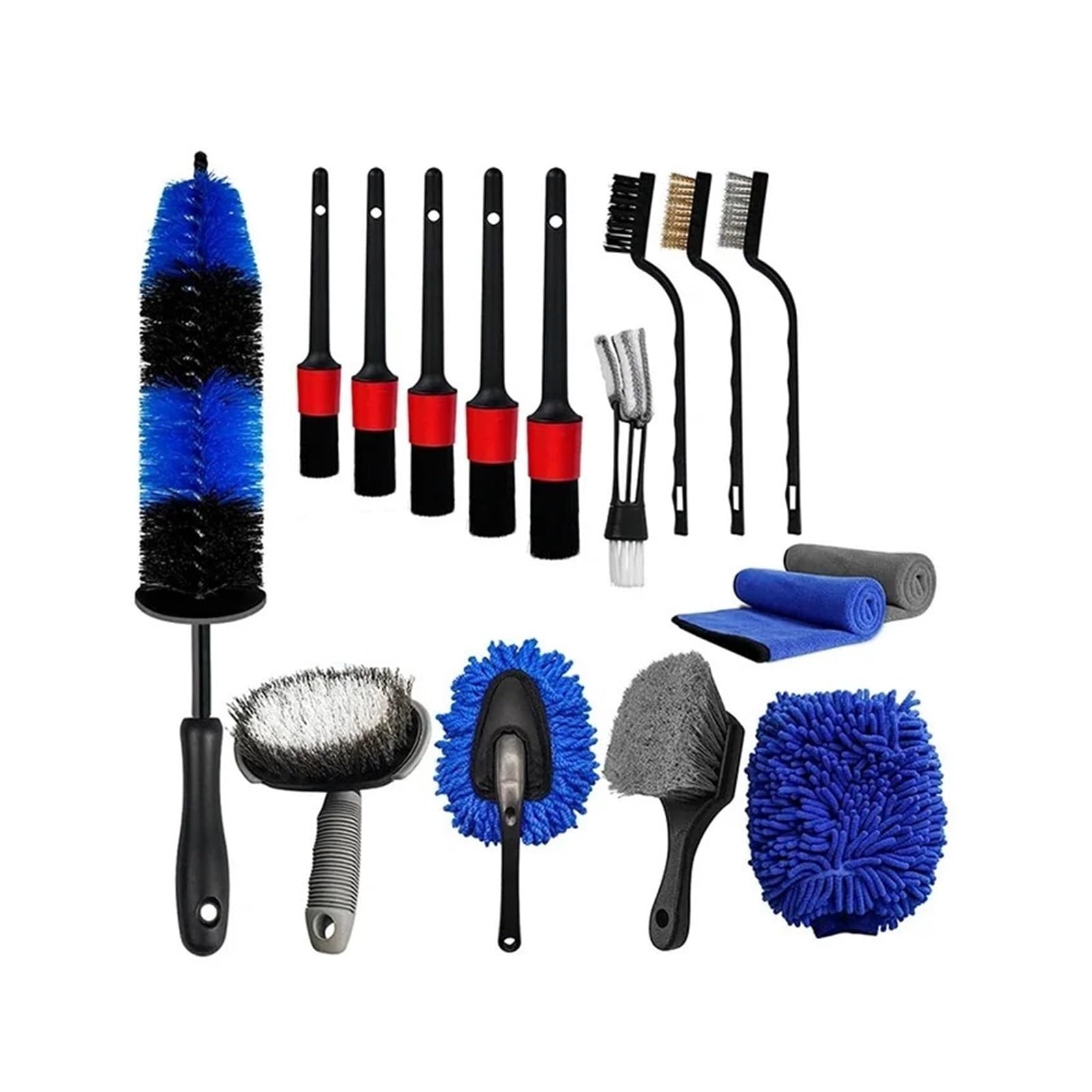 Set for dettagli auto Detergente for interni ed esterni Kit di spazzole professionali Strumenti pulizia riutilizzabili(Car19)