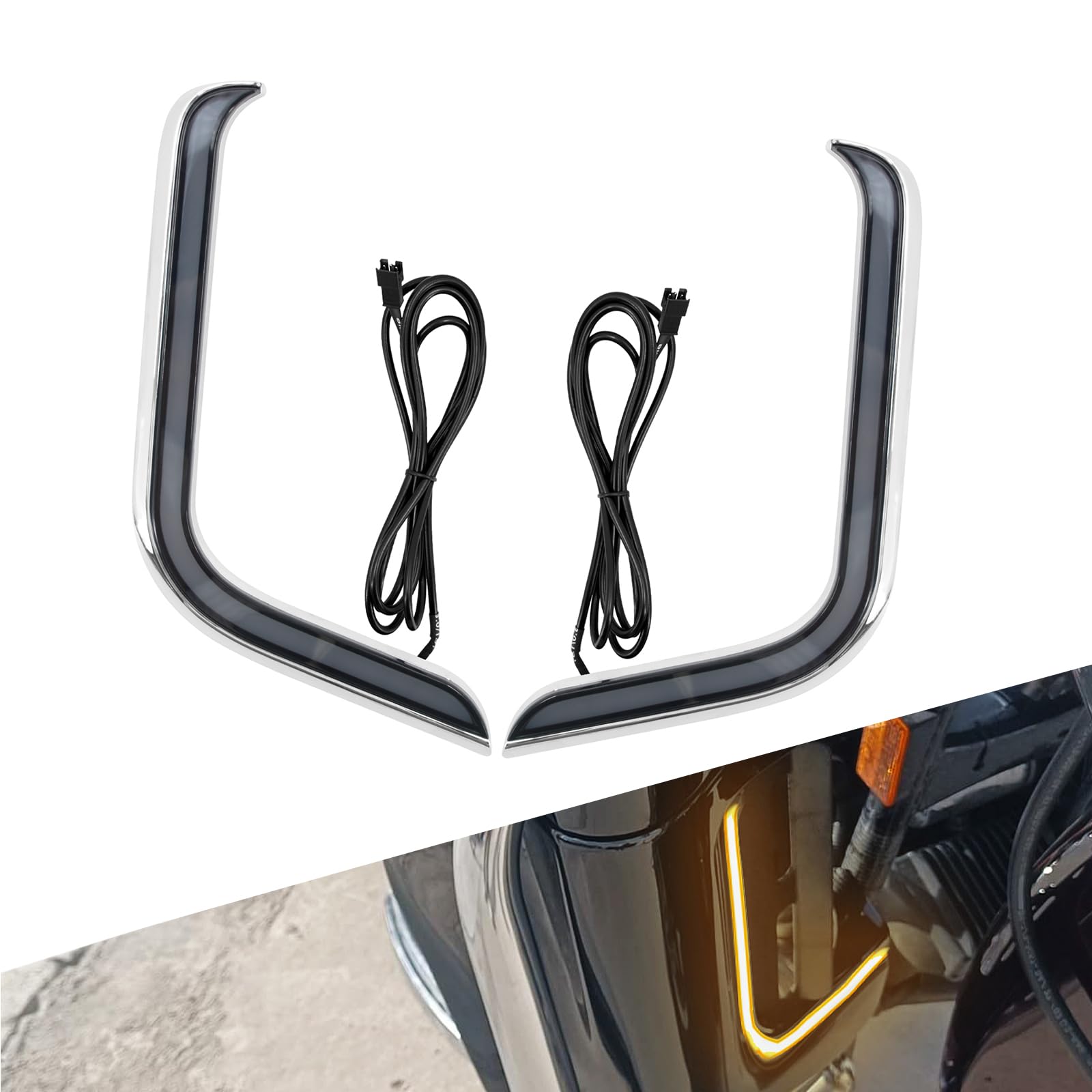 HCmotorku LED Lower Fairing Accent Lights Running Turn Signal Lamps Fit For Harley Touring Electra Street Road Glide Tri Glide 2006–2013 Chrome