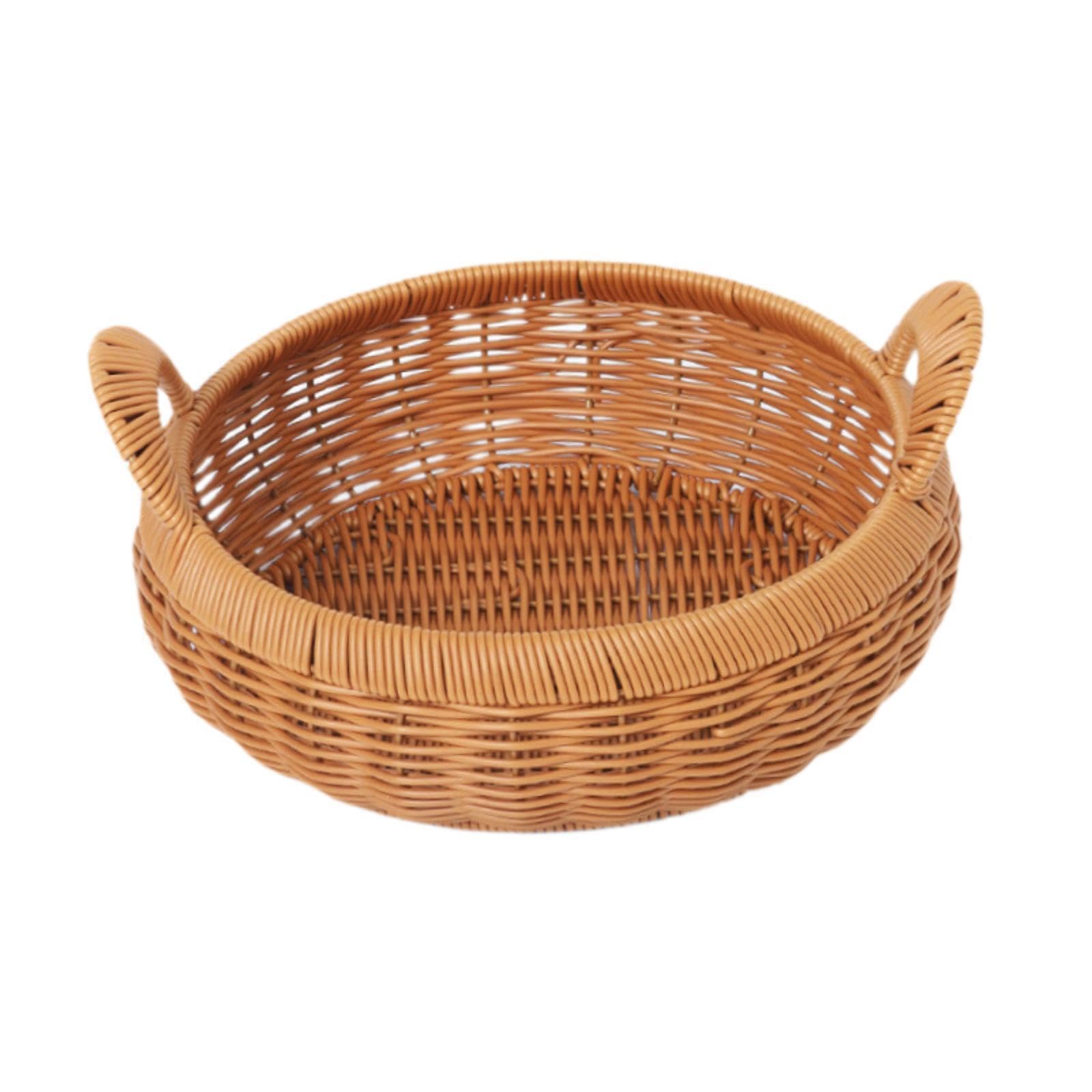 PIXZCSA Hand Woven Storage Basket PP Kitchen Organizer Serving Basket Adds Unique Character To Any Decor Storage Container Can Be Used Not Only For Storing, Brown, 25x8cm