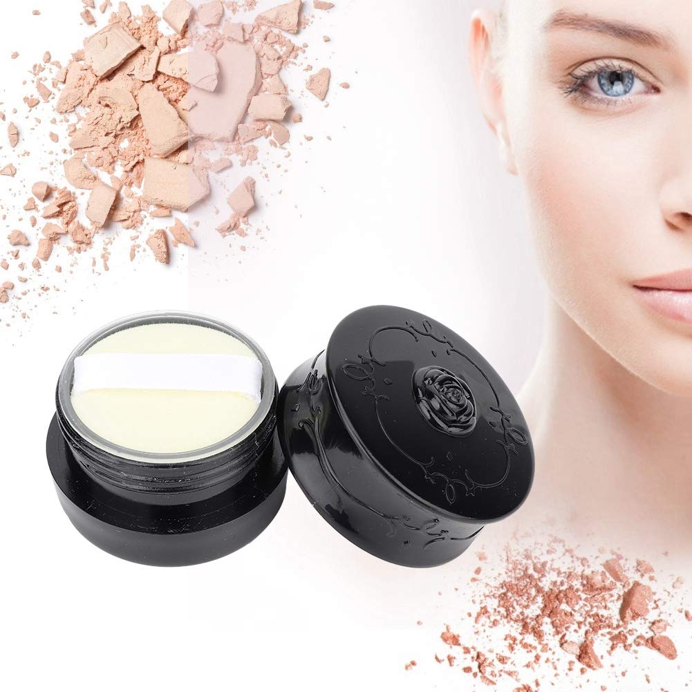 Yosoo Health Gear Empty Loose Powder Dispenser Box, Loose Powder Dispenser Box, Vintage Rose Empty Makeup Loose Powder Dispenser Box Cosmetic Case with Powder Puff(black)