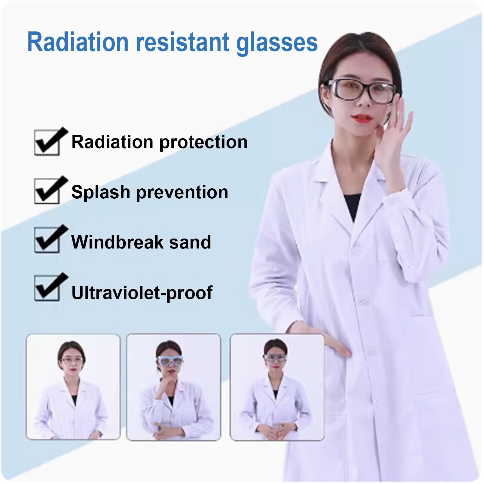 Delantal de Plomo Gafas de Plomo Protectoras Contra Rayos X Para Adultos, Gafas de Plomo Ligeras, Para Laboratorios de Hospitales Médicos, No son Fáciles de Deformar(Style1,0.75mmPb)