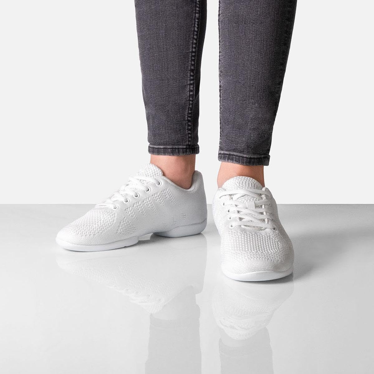 Anna Kern Suny Damen Dance Sneakers 160 Bold - Knit Weiß - Normalweite - 1 cm Sneaker Absatz - Geteilte PU Sohle