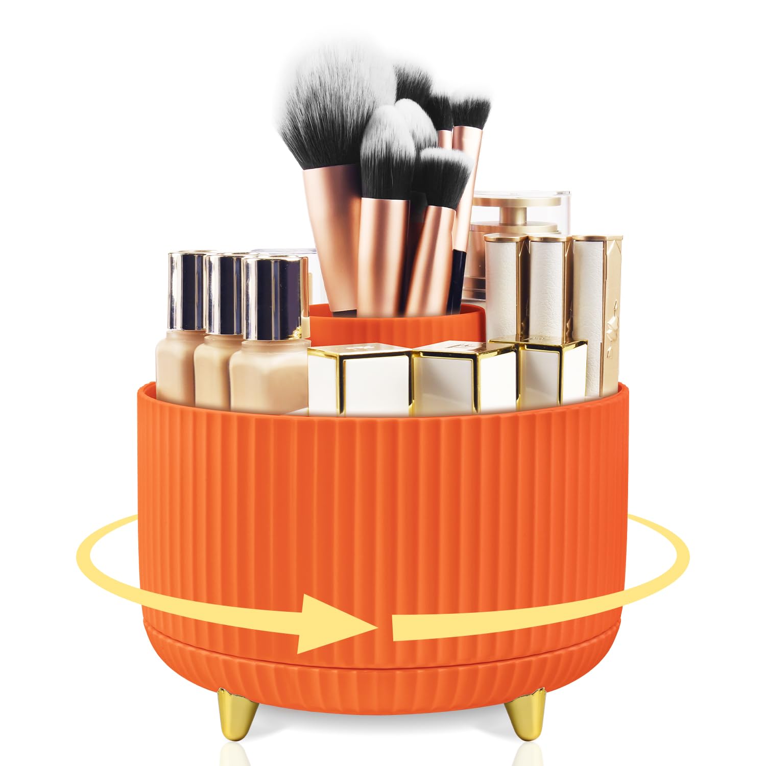 Organisateur Maquillage Rotatif 360° - 5 Compartiments Pour Pinceaux Et Cosmétiques - Style Élégant
