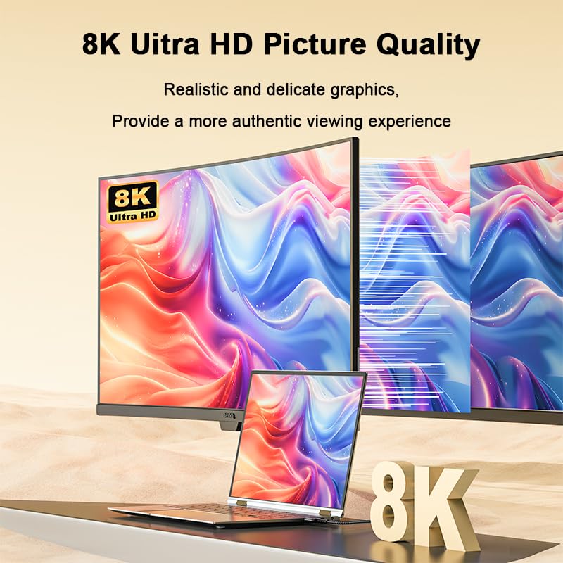 Image of HDMI 2.1 Cable 8K@60Hz, 3.3FT Certified Ultra High Speed 48Gbps HDMI Cable Braided Cord-4K@120Hz 8K@60Hz, DTS:X, HDCP 2.2 & 2.3, HDR 10 Compatible with Roku TV /PS5 /HDTV /Blu-ray