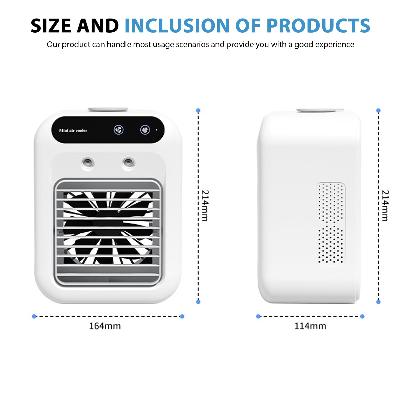 Mini Condizionatore Portatile, Raffreddatore d'aria Portatile, Ventilatore Ricaricabile USB Evaporazione Depuratore con 2 Modalità, Climatizzatore Silenzioso per Casa Ufficio(White)