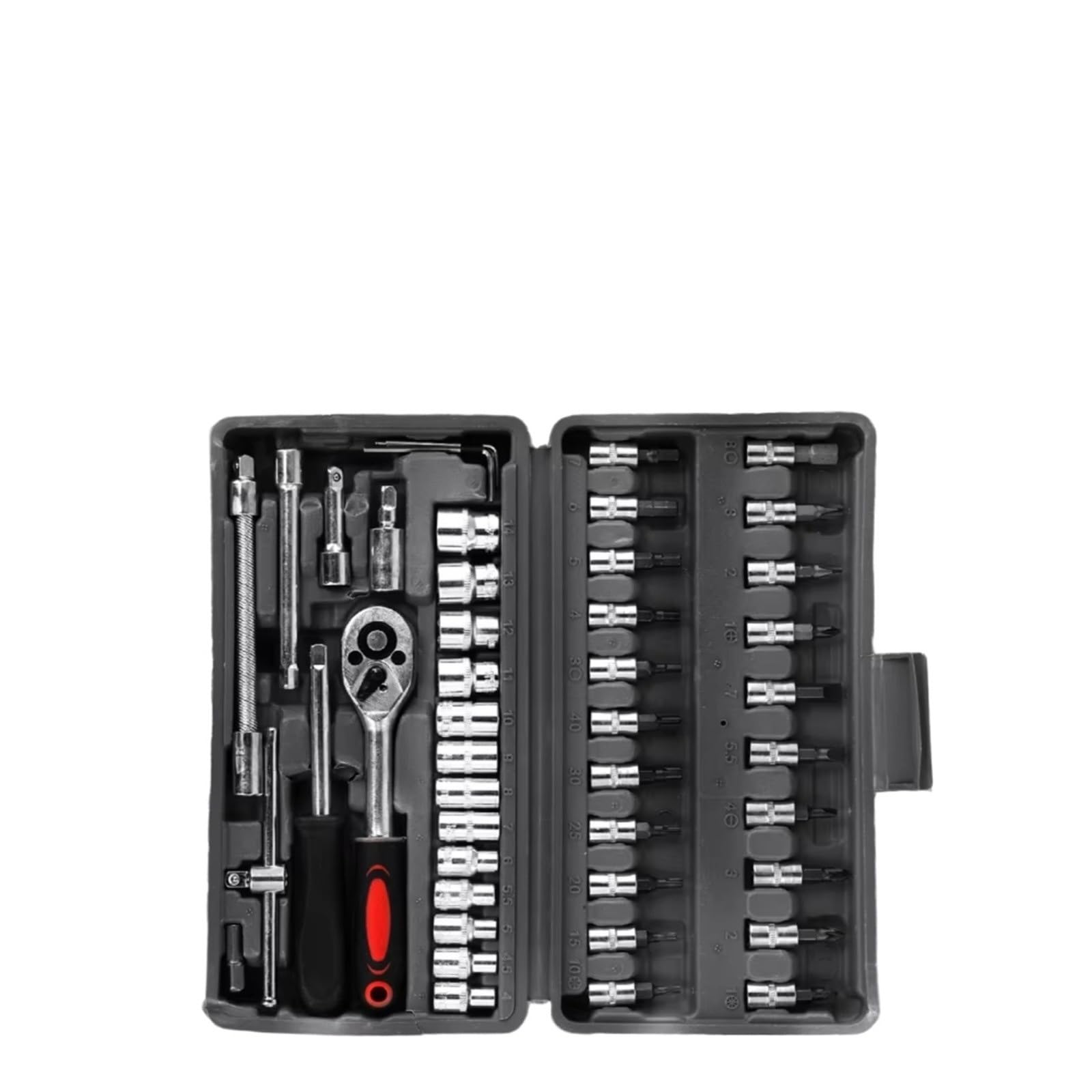 Llave Carraca Juego De Herramientas Manuales De Reparación Automotriz Caja De Herramientas Mecánica Llave De Vaso Destornillador De Trinquete 46 Uds.