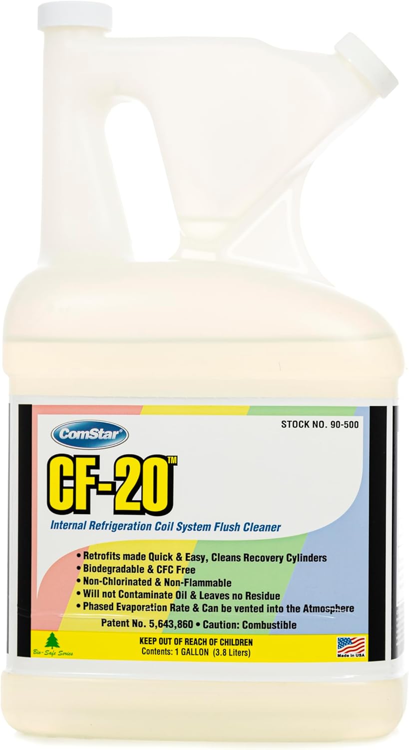 ComStar CF-20 Internal Refrigeration Coil System Cleaner, Dissolves Carbon Deposits, Removes Acids & Water, Non-Flammable, Low VOC, Safe for Oils & Refrigerants, 1 Gallon, (90-500)