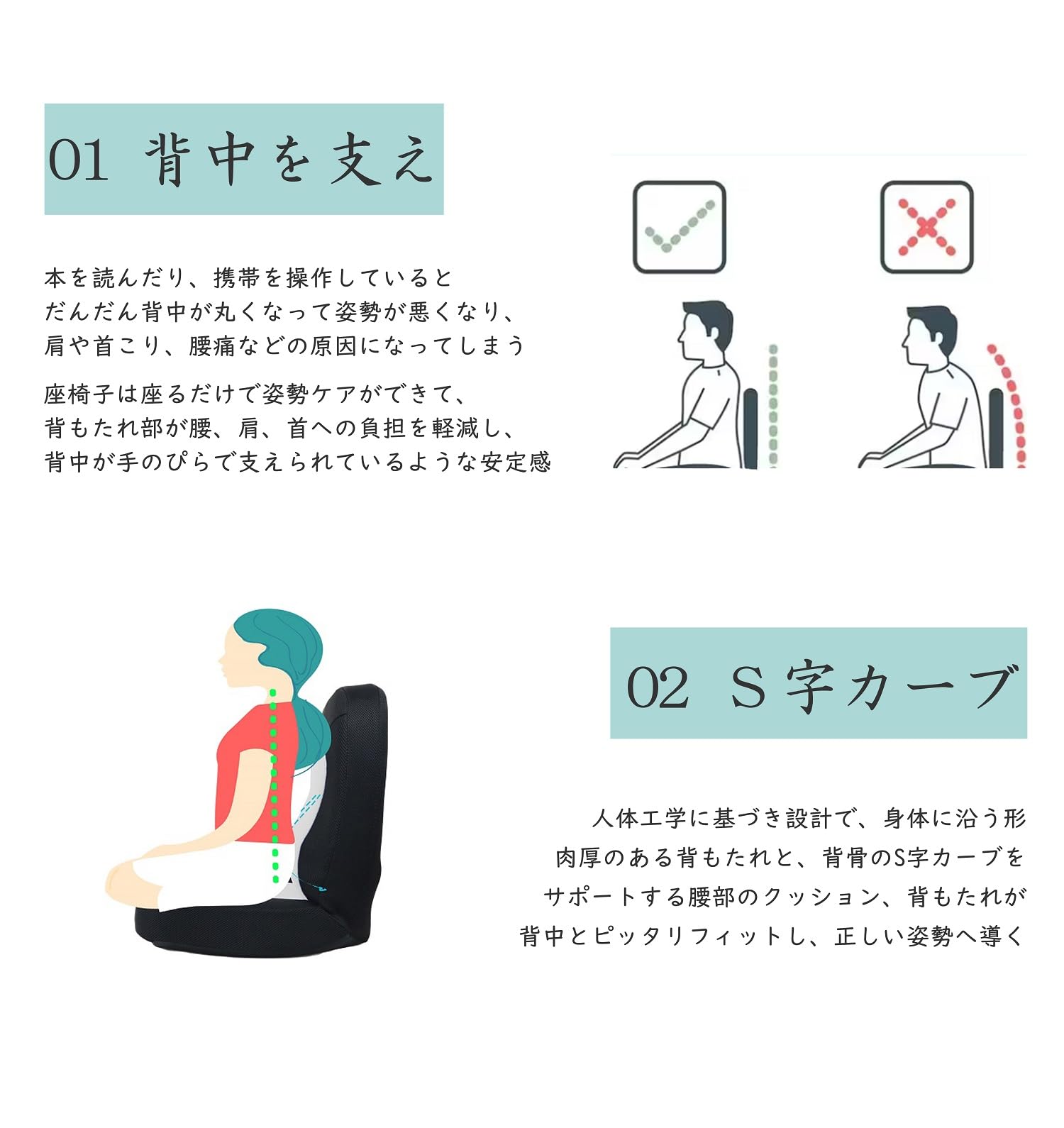 Amazon｜座椅子 S字型 リクライニング 4段階 コンパクト 座椅子 フロア