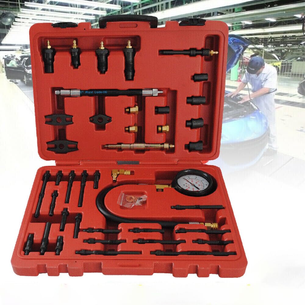 Tester płynu hamulcowego, zestaw do pomiaru szczelności, 0-600 psi, zestaw do testowania ciśnienia cylindra silnika, do zastosowań takich jak samochody, ciężarówki, statki, silniki benzynowe i