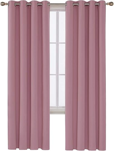 Miniatura 122 de Deconovo Darken - Cortina opaca con aislamiento térmico y ojales para sala de estar, 42 x 63 pulgadas, color blanco puro Negro,Beige claro,Azul