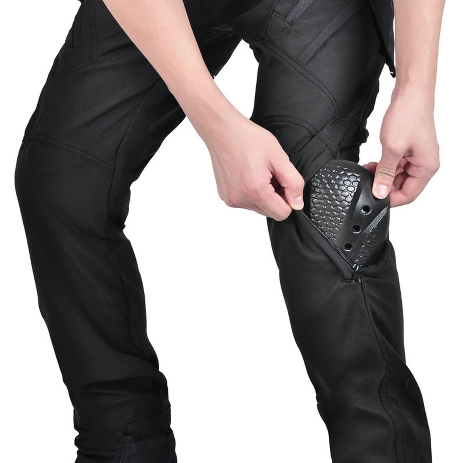 Pantalones Motocicleta Hombres, Invierno Motocicleta Anti-caída Protección Kevlar Thicken Fleece Jeans A Prueba Viento A Prueba Agua con 4 Actualización Armadura Extraíble