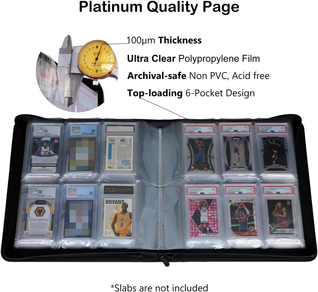 GrinOwl PSA Slab Binder, Holds 84 Graded Slabs, 6-Pocket Graded Card Binder for PSA, CGC, CSG, FGS, and FCG Cards
