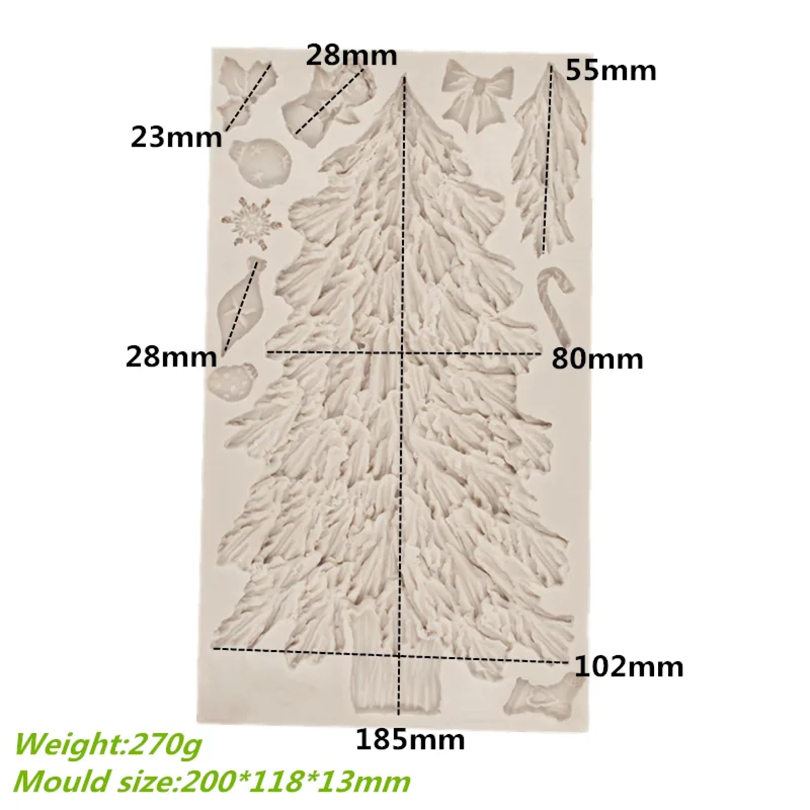 Molde de silicona para hacer fondant, 20 x 11,8 x 1,3 cm, molde de silicona de resina para árbol de Navidad, molde de silicona para pasteles, chocolate, postres, fondant, cocina, herramienta de