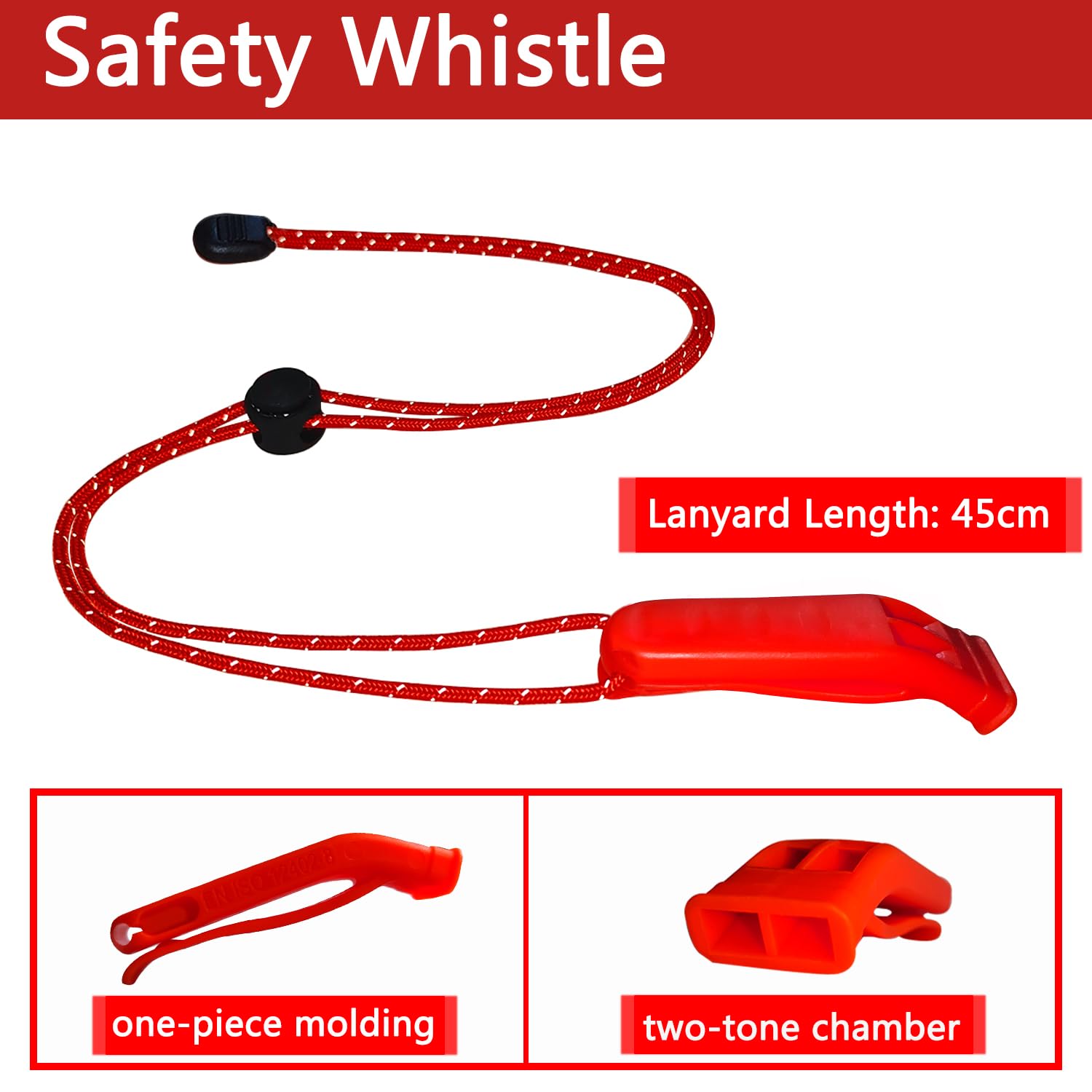 Amzonly Silbato de emergencia, silbato de seguridad de 120 db, para supervivencia, para camping, senderismo, caza, barco, pesca, chaleco salvavidas, señalización de rescate, para niños, color rojo,