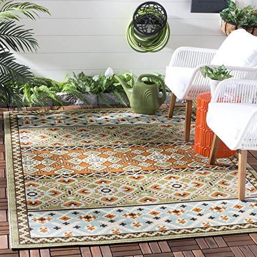 SAFAVIEH-Veranda-Collection-Area-Rug-8-x-10-Green-Terracotta-Boho-Design-Non-Shedding-Easy-Care-IndoorOutdoor-Washable-Ideal-for-Patio-Backyard-Mudroom-VER093-0742 SAFAVIEH Veranda Collection Area Rug 8 x 10 Green Terracotta Boho Design Non Shedding Easy Care IndoorOutdoor Washable Ideal for Patio Backyard Mudroom VER093 0742