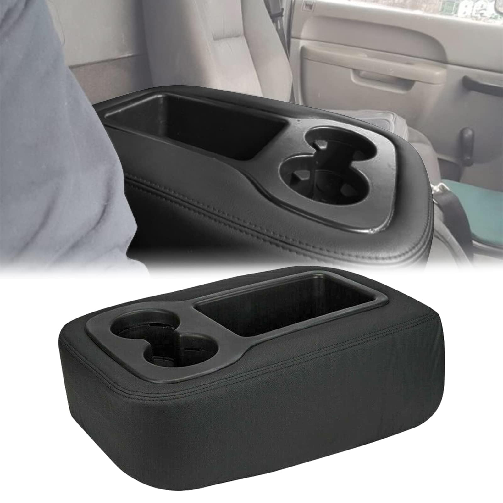 Photo 1 of GXARTS Jump Seat Armrest Cover Black Compatible with Chevy Silverado Tahoe Avalanche Suburban GMC Sierra Yukon Yukon XL 2007 2008 2009 2010 2011 2012 2013 2014 Center Console Cover with Zipper Design