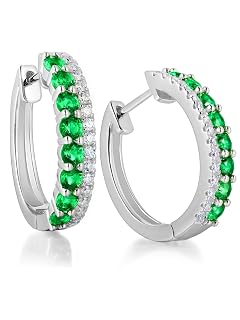 Moissanite Sapphire Ruby Emerald Novelty Setting Earrings 20mm Small Chunky Hoops for Women Solid 925 Sterling Silver with