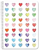 BookFactory Cute Notebook/College Ruled Notebook/Blank Ruled Journal for Students - Cute Hearts Cover, 100 Pages, Wire-O, 8.5'' x 11'' (Made in USA)