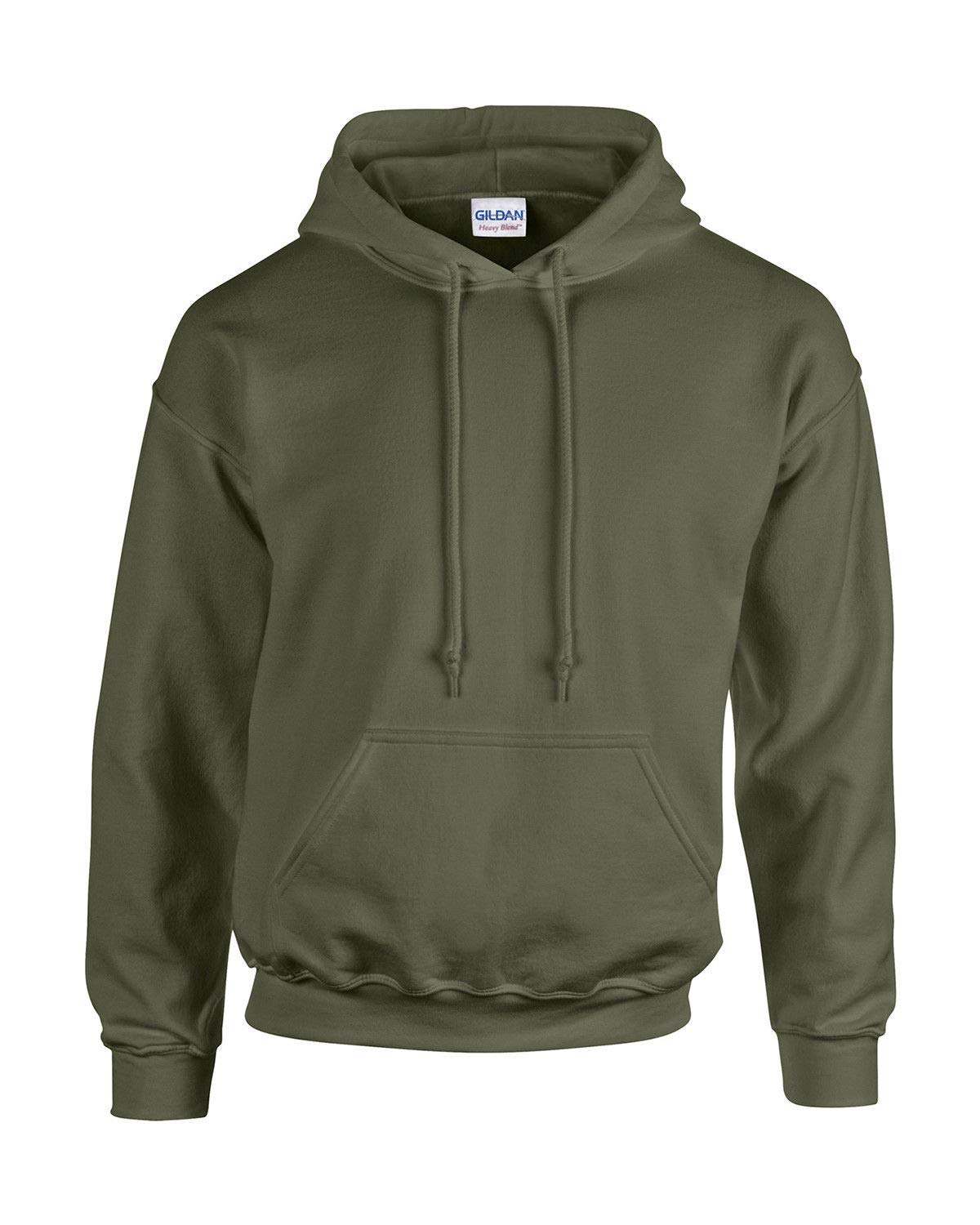 Gildan Men's Millitary-Green Hooded Pullover Adult 50/50. Hooded Sweat/18500, Plain - Green - Large