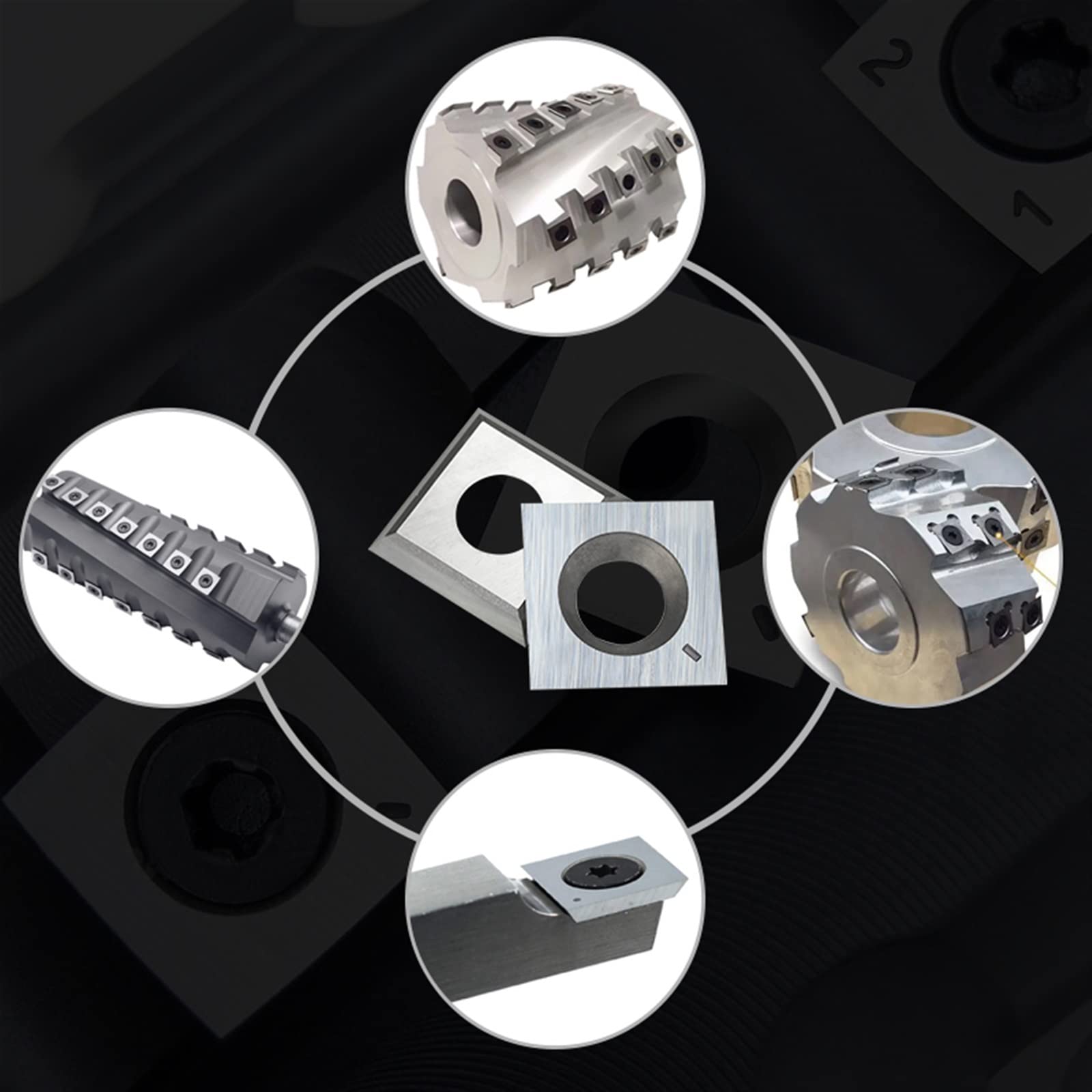 Płytki węglikowe do tokarek, 10 sztuk płytek tnących 10 sztuk płytek węglikowych frez 14x14x2mm 30 stopni 4 krawędzie kwadratowe zaokrąglone krawędzie ostrza do narzędzia tokarskiego do drewna(With Sc