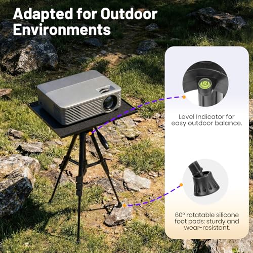CAHAYA Heavy Duty Projector Stand - 44lbs Max Load Tripod with Carry Bag 15.9-46.7" Adjustable Height Stand with Foldable Tray 360° Rotating 180° Tilt for Laptop Projector Outdoor Movie or Home Office by CAHAYA - Used condition - Image 6