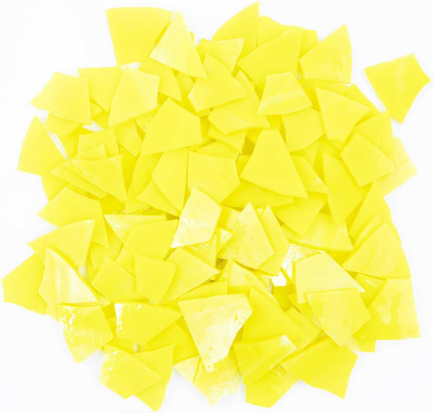 YINBEILIXU Irregular Stained Glass Scraps Mosaic Tiles Pieces 1-3cm Broken Glass Pieces Shapes for Crafts,Fusing,DIY Resin Art, Mosaic Making Projects,Frames,Vases,Aquarium Gravel,410g/14.5oz (Yellow)