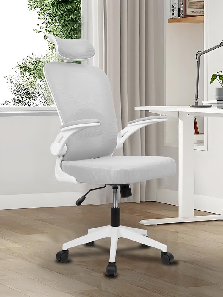 Height Adjustable Office Computer Desk Chair Ergonomic Mesh Computer Chair C-Shaped Backrest Office Chair with Lumbar Support and