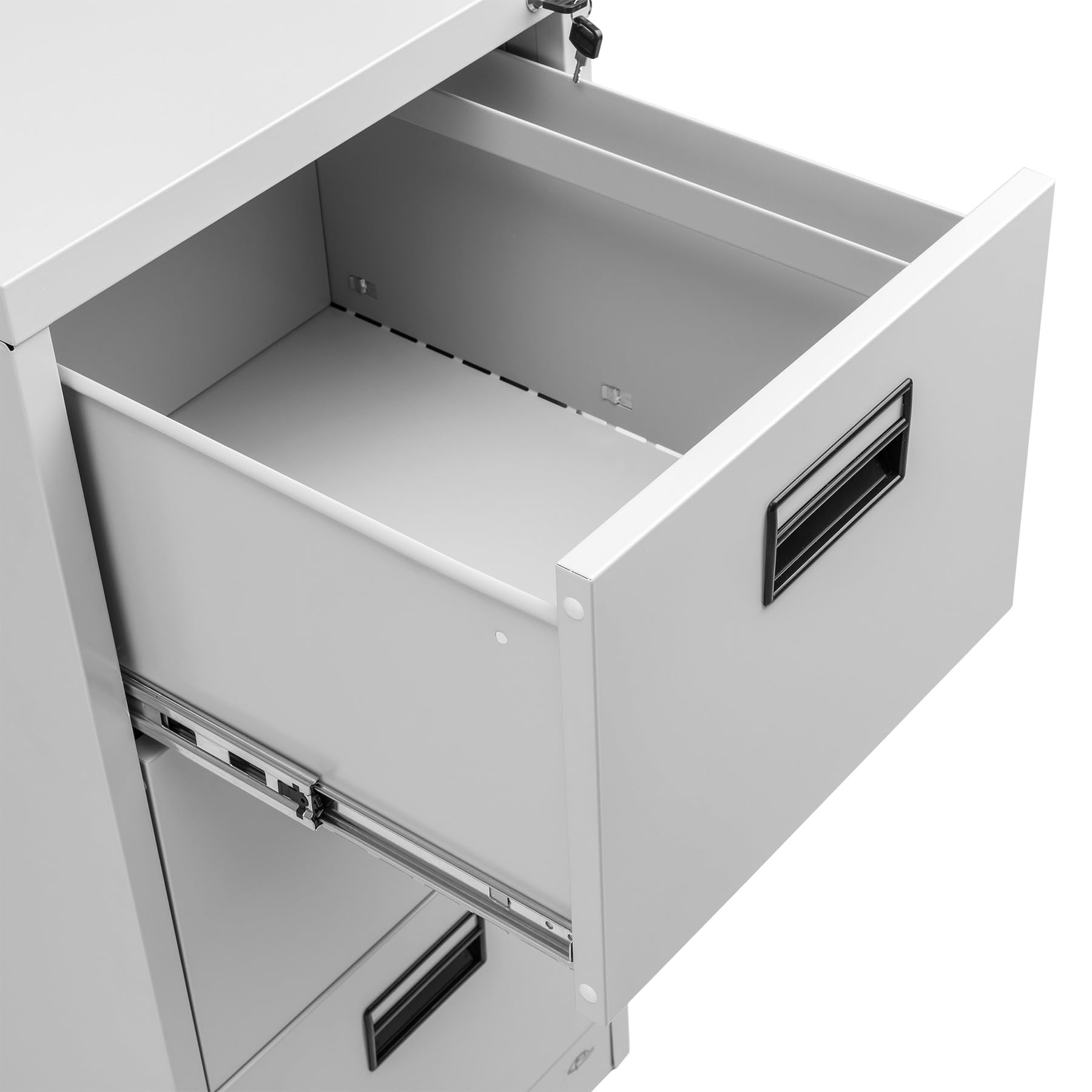TecTake® Armario Archivador Metálico, 3 Cajonera Oficina, DIN A4, Bloqueable, Incluye 2 Llaves, Dispositivo de Inserción, Cajones con Rieles, Armario Bajo, Muebles Oficina - 102,8x62,4x46cm Gris