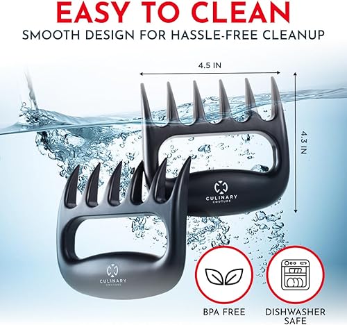 Miniatura 3 de Pinzas de carne para desmenuzar carne de cerdo 2 unidades Herramientas de parrila para agarrar la carne Utensillos resistentes al calor ideales para