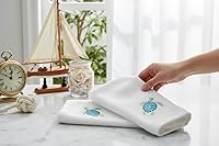 Vista 3 de Serafina Home Toallas de baño para dedos con tortugas: toallas de verano náuticas suaves y absorbentes para invitados con decoración de tortuga azul
