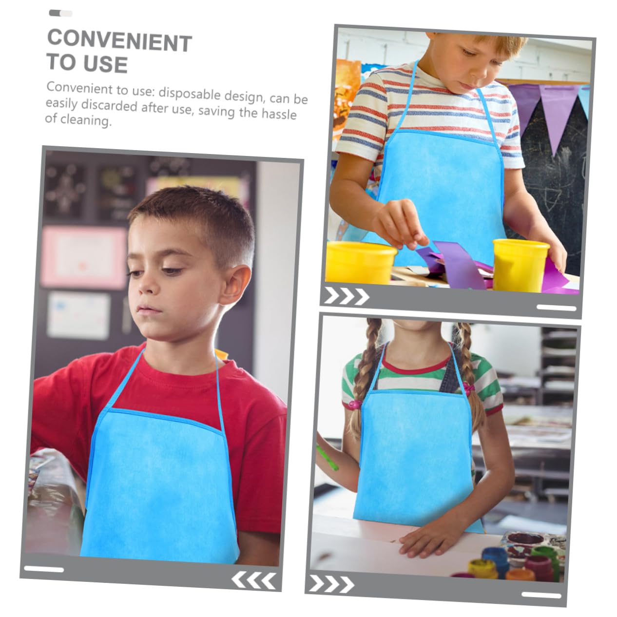 Hemoton 3sets Children Painting Apron Comfortable Easy to Clean Non-woven for Boys and Girls 12pcs*3