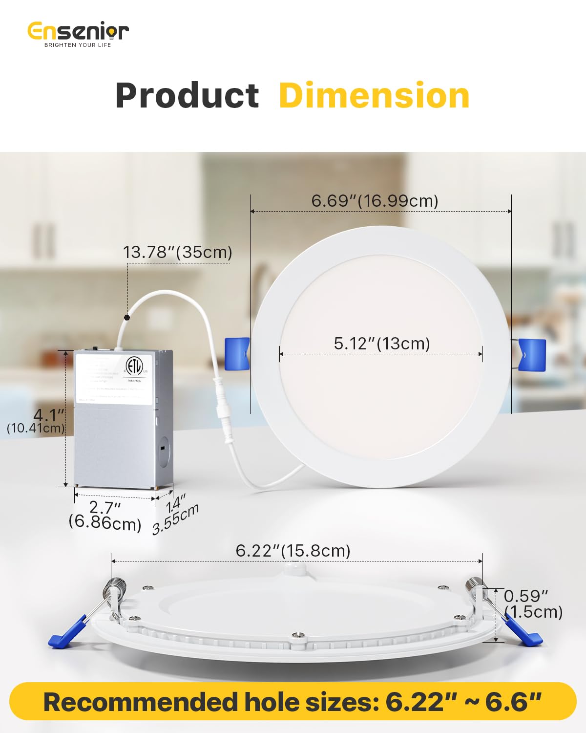 Ensenior LED Recessed Lights - Energy Efficient & Dimmable -5