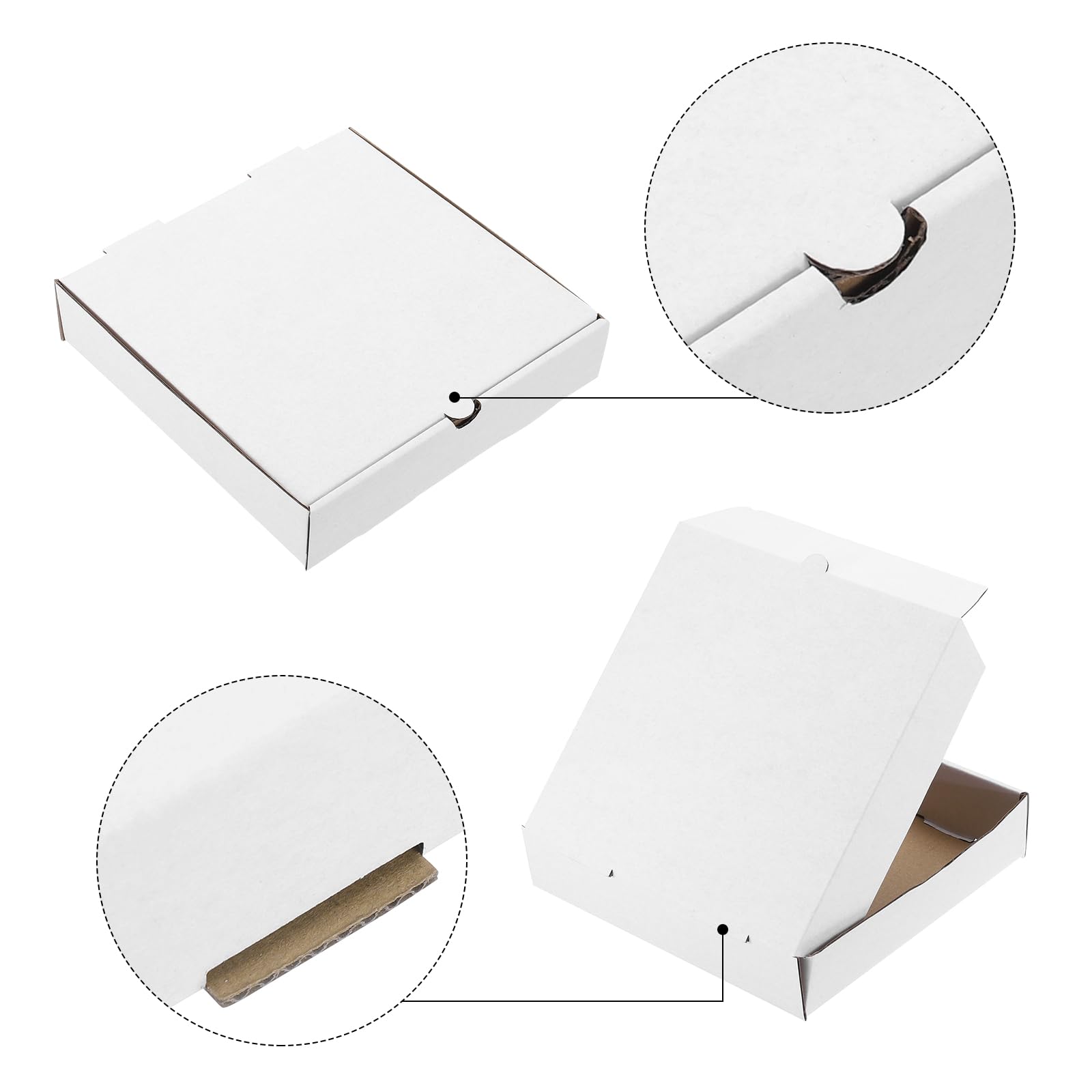 QUARKZMAN Scatola per Pizza 10pz 6x6 Pollici - Scatole Mini in Carta Pelle Vacchetta, Contenitore Quadrato Corrugato Bianco