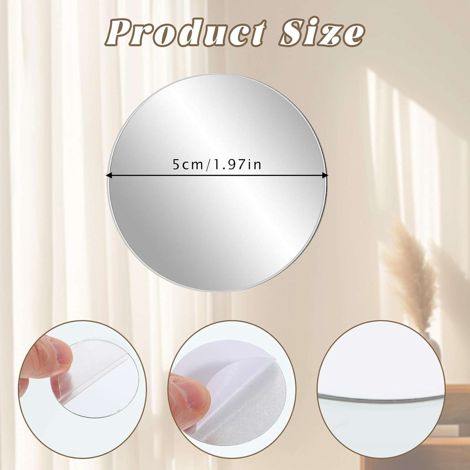 20 Pcs Mini Acrylic Round Mirror Tiles,2 Inch Small Round Mirror Self Adhesive Small Mirrors for Crafts Wall Decor Living Room Bedroom Decor