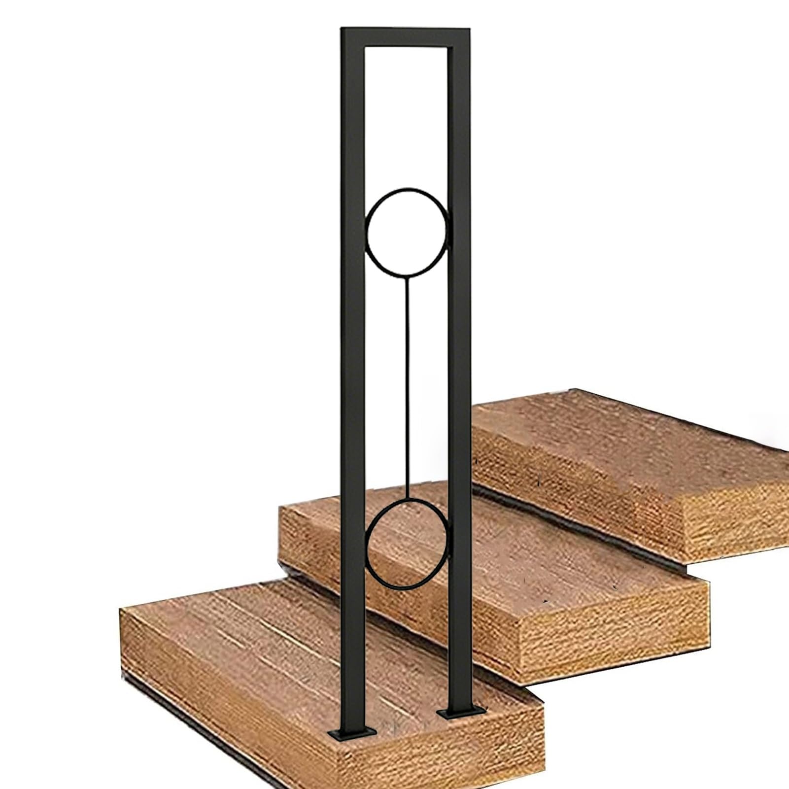 Marxan One Color Transitional Handrail Picket For Outdoor/Indoor, Cement Concrete Steps And Wooden Steps - Stair Banister Handrails Fits 1 Step, Black Metal Wrought Iron(90Cm/35In)