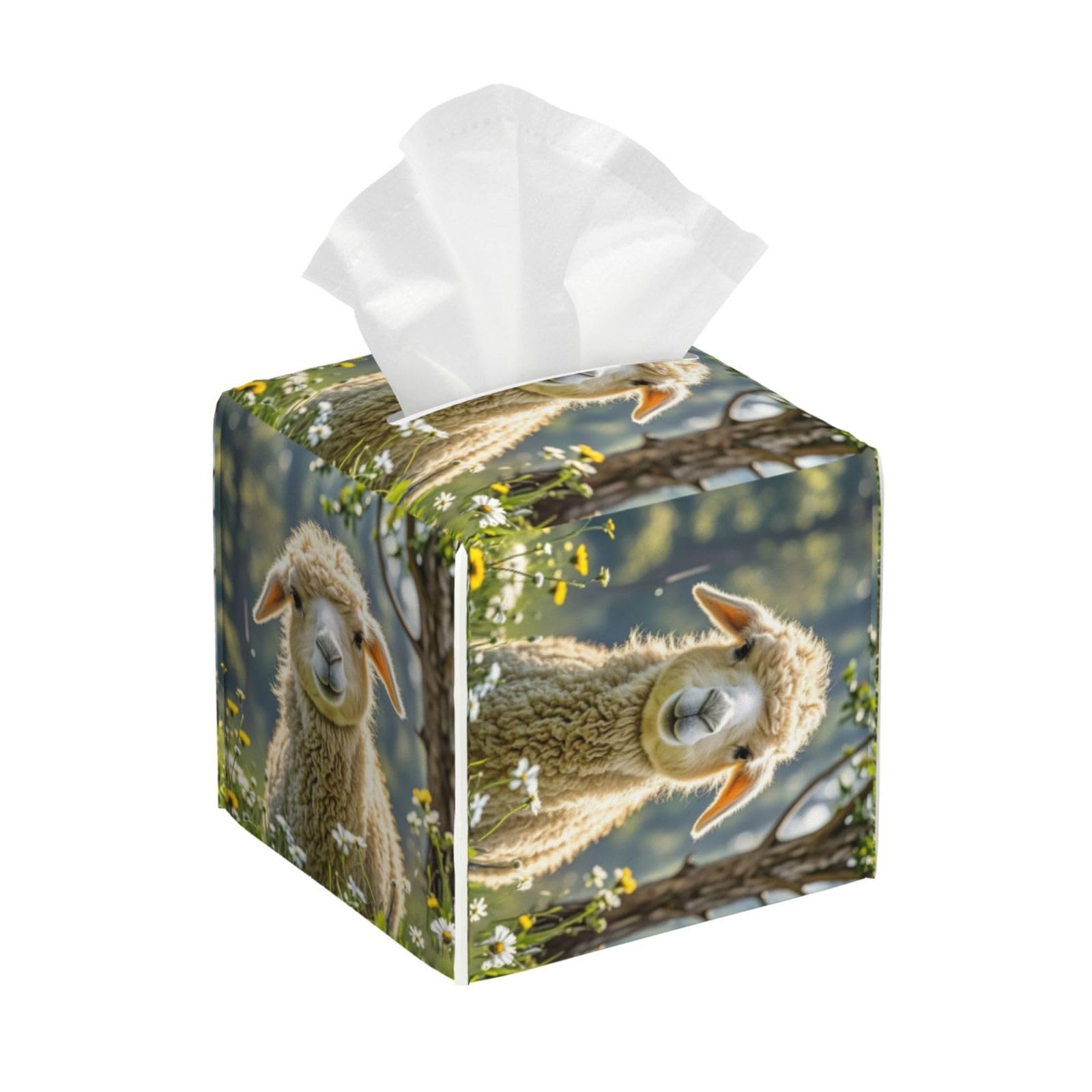 Llama Alpaca Tissue Box Cover Square Cube Boxes