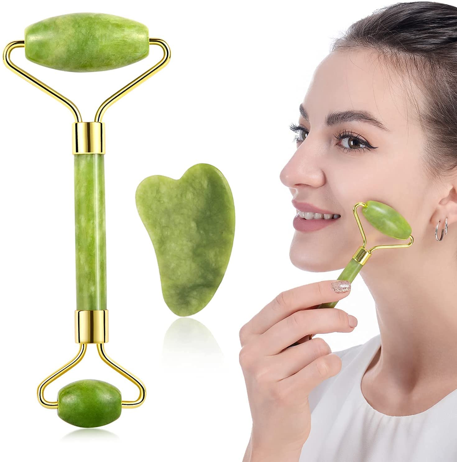 MIRARIYA Jade Roller Face Massager For Women Men | 100% Natural Jade Stone Facial Roller Massage with Gua Sha Tool for Face Eye Neck Foot Massage (B0BPHPHB3M) Amazon Price History, Amazon Price Tracker