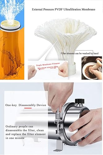 Miniatura 3 de INTBUYING Filtro de membrana de ultrafiltración de acero inoxidable Membrana de ultrafiltración PVDF Presión externa Purificador de agua lavable