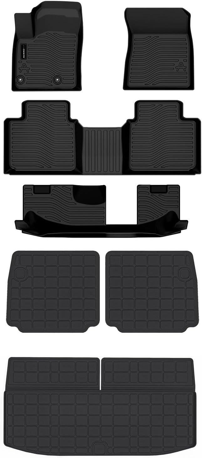 Auxko All Weather Floor Mats Cargo Mat with Backrest Mat for Mitsubishi Outlander 2025 2024 2023 2022 TPE Liners Accessories Guard Odorless Anti-Slip Floor & Trunk Liner with Back Seat Protectors