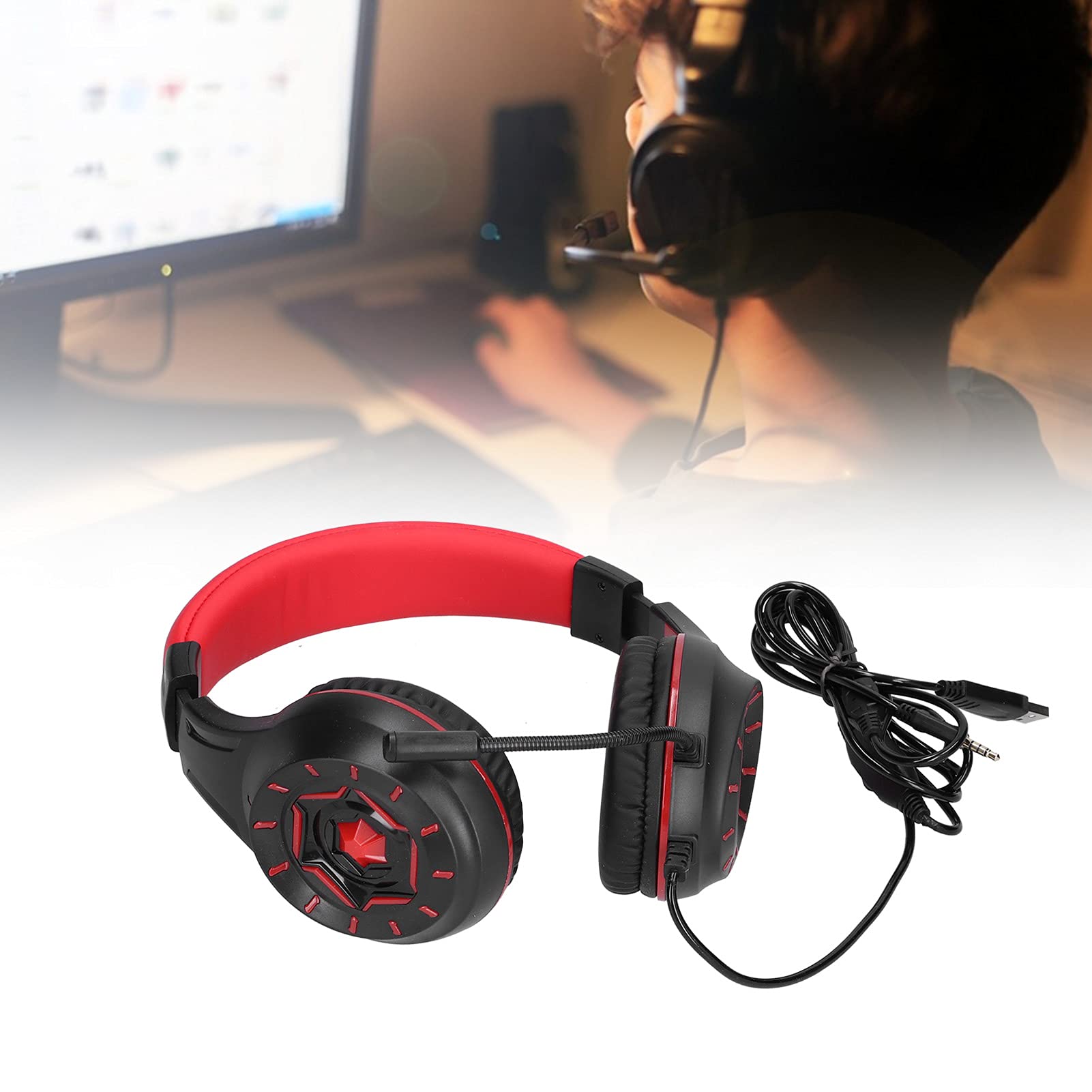 Cuffie da Gioco G315, Cuffie Luminose Cablate da 3,5 Mm, con Effetti di Riduzione dei Bassi e del Rumore, Adatte per PC per Controller e Controller