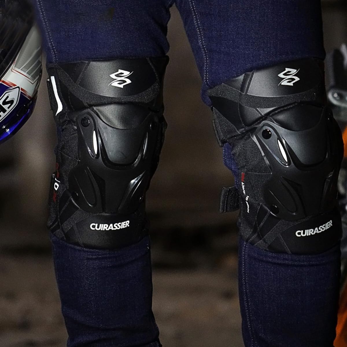 2 Pezzi di Ginocchiere da Moto,Ginocchiere Moto,Ginocchiere MTB con Scocca Robusta e Ammortizzazione Morbida,Ginocchiere Motocross Regolabili per 40 a 90 KG