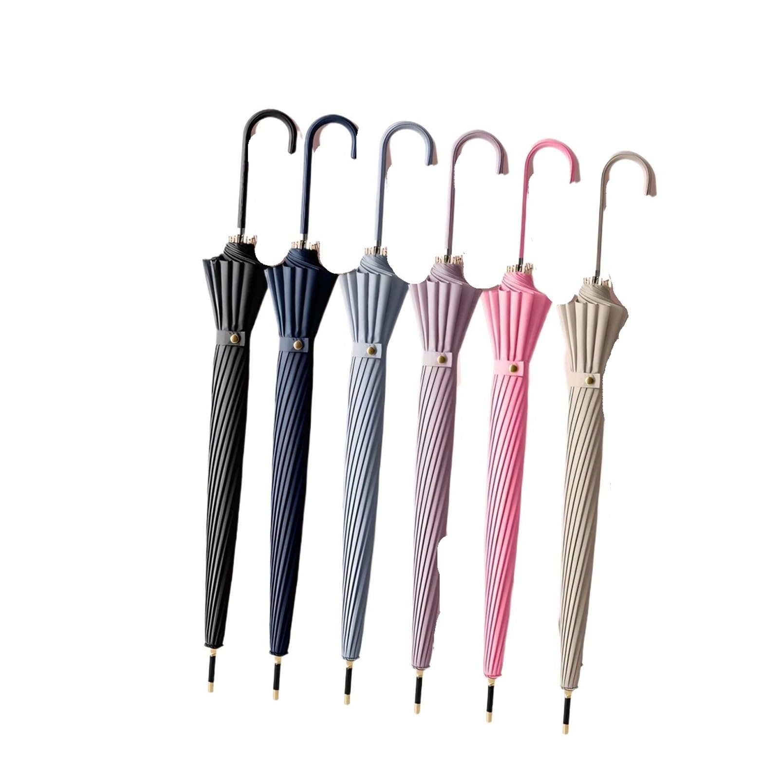 Genérico Paraguas De Mango Largo De Moda, 16 Varillas, Automático, De Gran Tamaño, Revestimiento Negro, Impermeable, Resistente Al Viento, Sol, Lluvia, Doble Uso