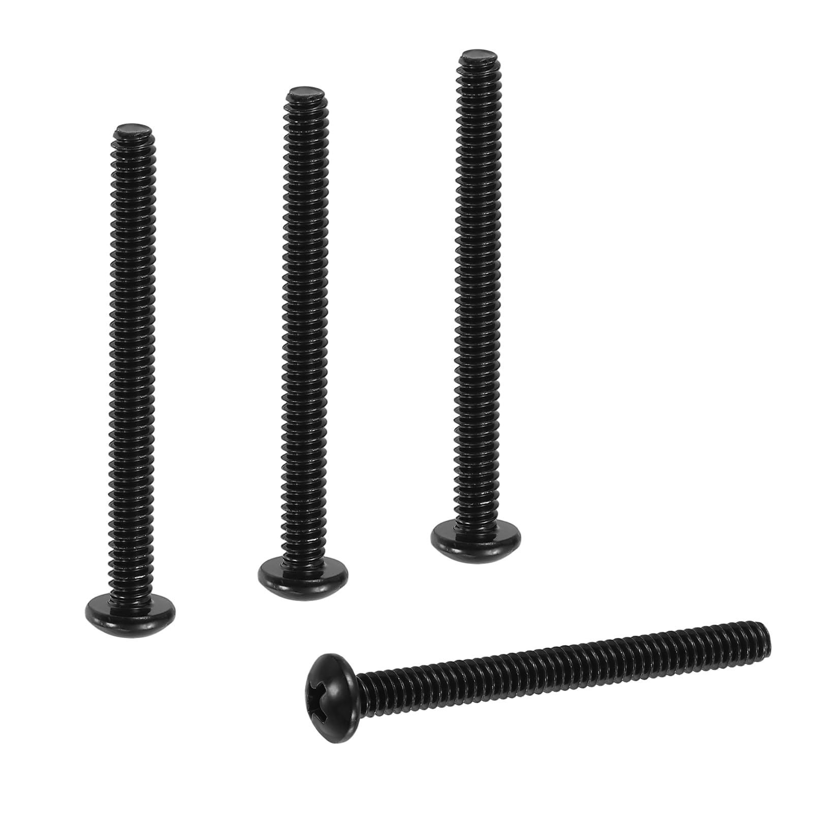 PATIKIL #10-24 x 2" Pan Head Machine Screws, 25 Pcs 304 Stainless Steel Round Head Screws for Cabinet Drawer Knob Pull Handle, Phillips Drive, Fully Threaded, Black Oxidation