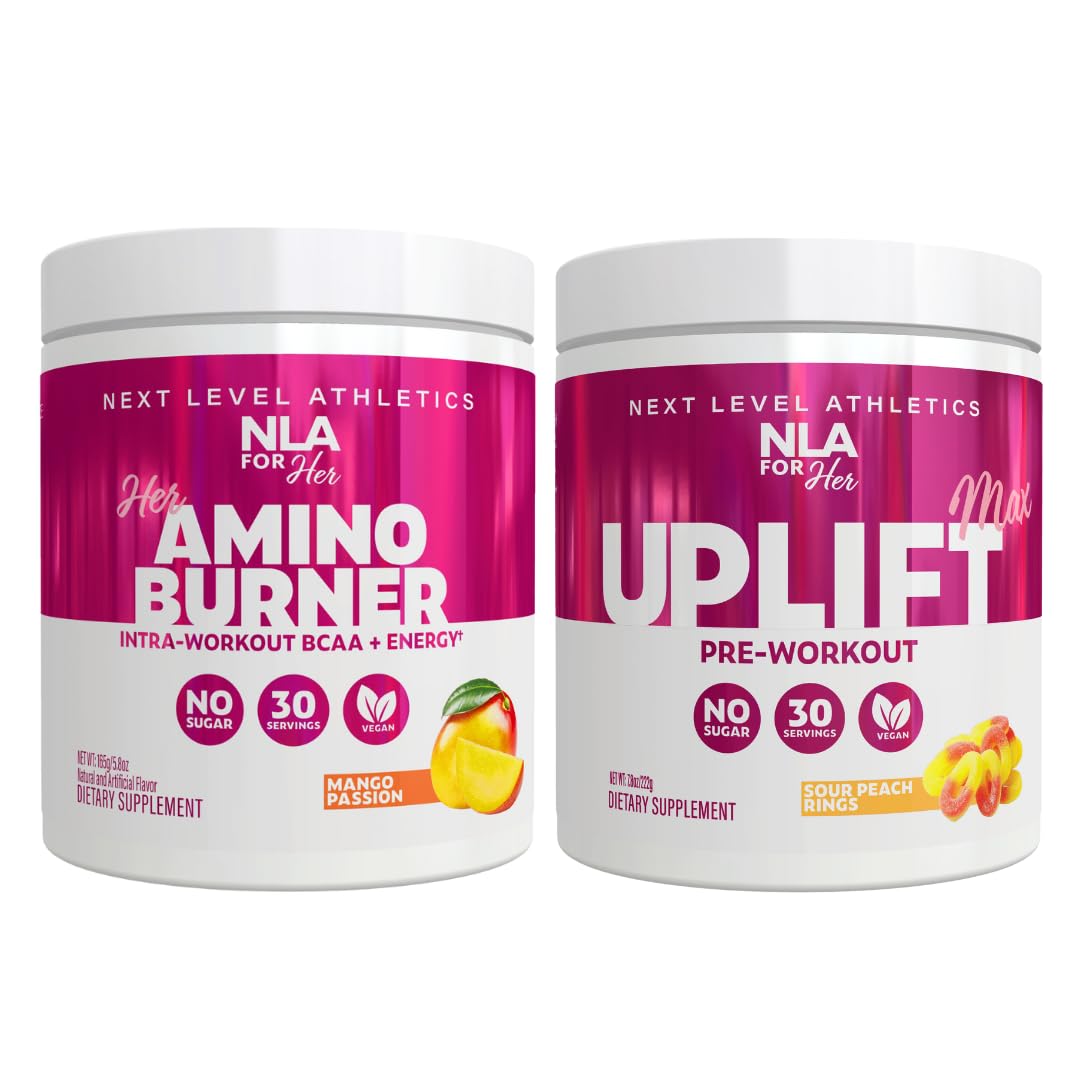 NLA for HerPre/Intra Workout Stack (Includes Her Thermogenic Amino Georgia Peach and Uplift Max Pre Workout Sour Peach Rings)