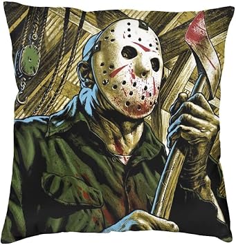 Jason Voorhees Friday 13th Halloween Horror Movie Scary Cushion Cover | Unique Home Decor Inspo Gift Idea | 45x45cm 18x18  | Jason Voorhees Portrait