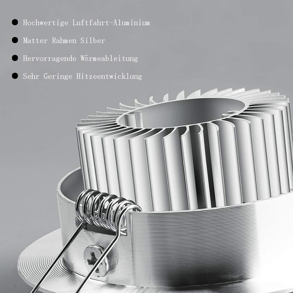 LED Einbaustrahler, Ultra Flach 3W 230V Spots Einbauleuchten, 3200K Warmweiß, IP20 Schutzart, 30° Schwenkbar, Für Badezimmer Und Wohnzimmer, 20er Set [Energieklasse A++]