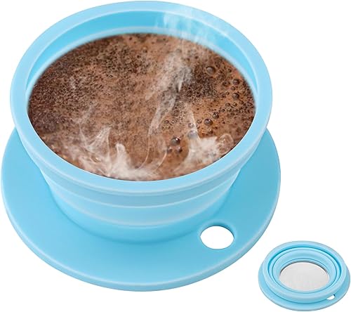VVGCS Filtro de café plegable para verter sobre una sola taza, cafetera sin papel para acampar de una sola porción, cafetera de goteo con filtro de