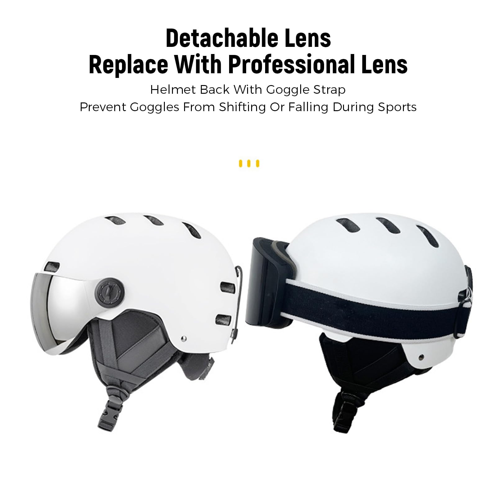 Jectse Casco de Nieve con Gafas, Almohadillas para los Oídos, Casco para Deportes de Invierno, Visera Desmontable para esquí y Snowboard, Ventilación óptima y Protección contra Impactos, Material