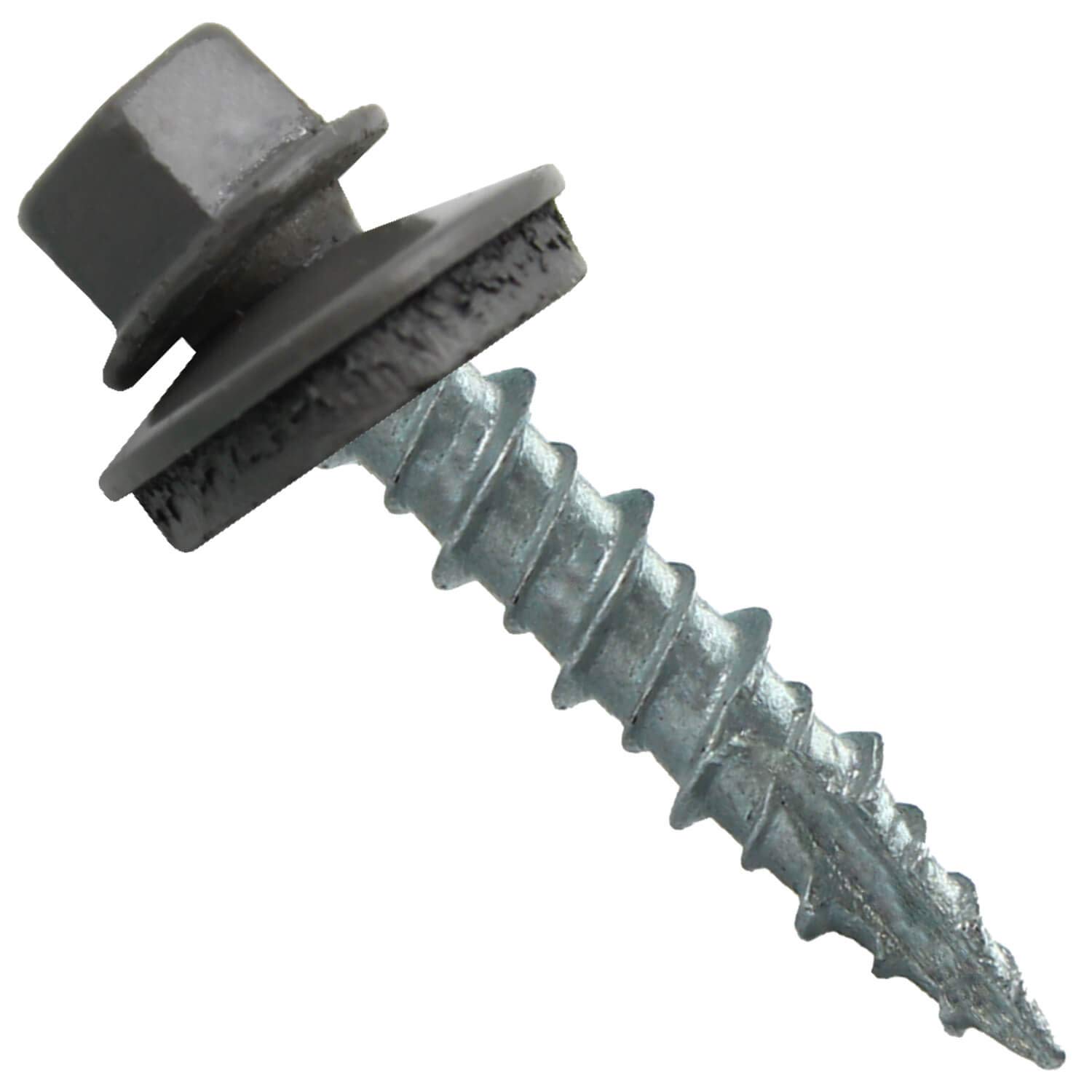 Metal Roofing Screws: (250) 10 x 1 Charcoal Hex Head Sheet Metal Roof Screw. Self Starting Metal to Wood siding Screws. EPDM Washer. Colored Head