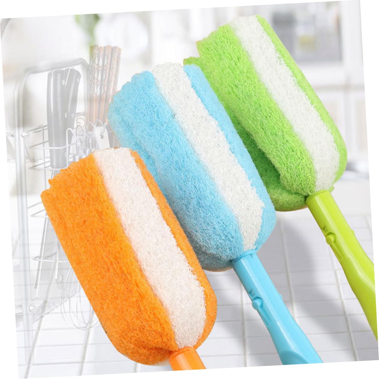 BESTYASH 3 Set Spazzole Per Bottiglie Per Bottiglie Profonda Design Per Vino E Latte Pratico Per Cucina Colore Casuale 4 Pezzi*3